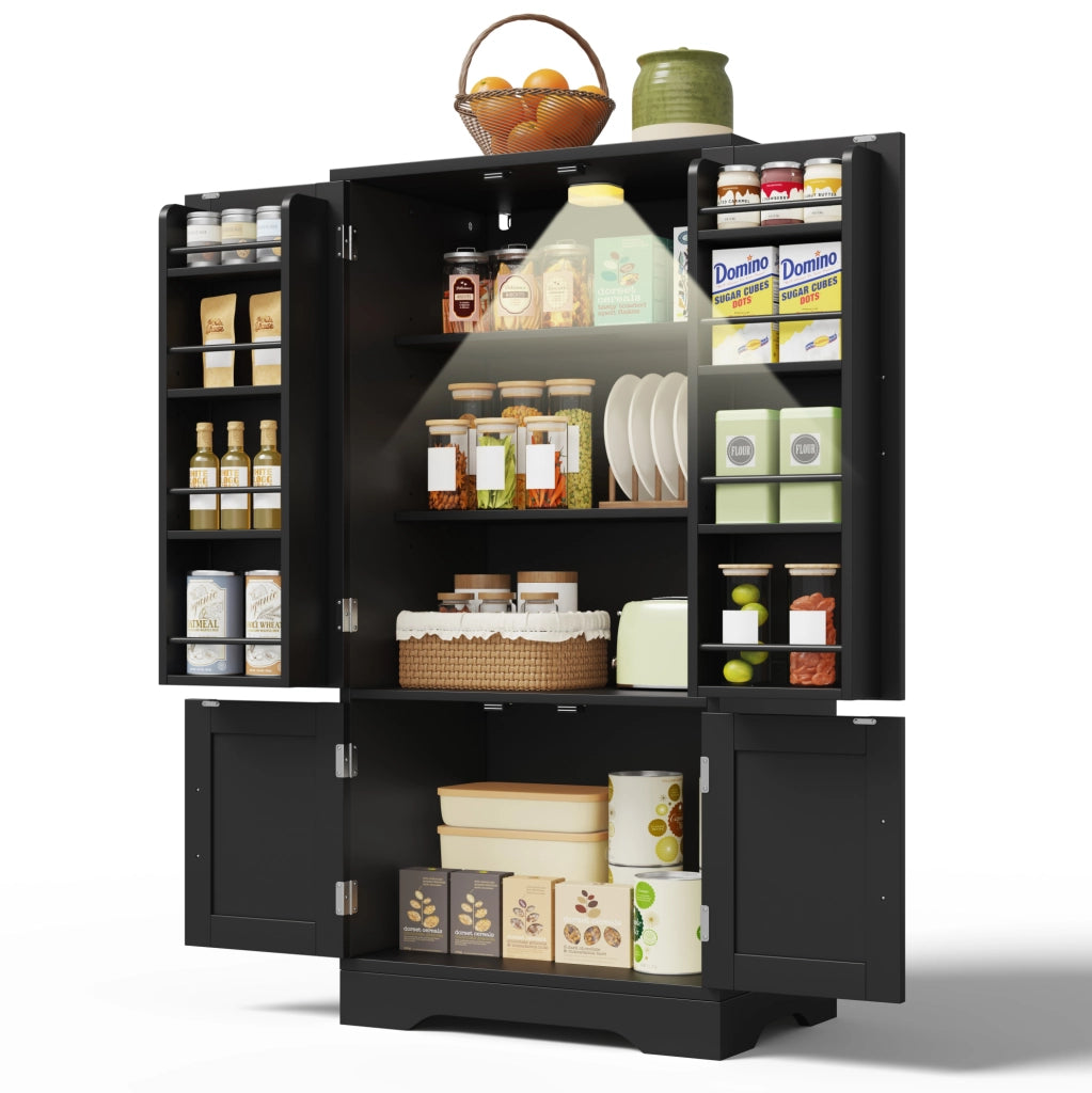 Armadio contenitore in MDF nero 120 x 60 x 40 cm con luce LED a sensore
