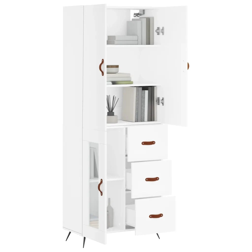 Credenza-Buffet-Armadio da cucina Bianca 69,5x34x180 cm in Legno Multistrato 609858