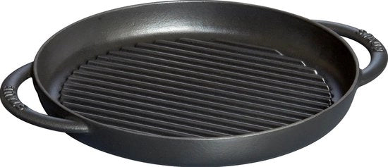 Grillpan in ghisa - adatto a tutte le fonti di calore - 1 pezzo - nero - 26 cm