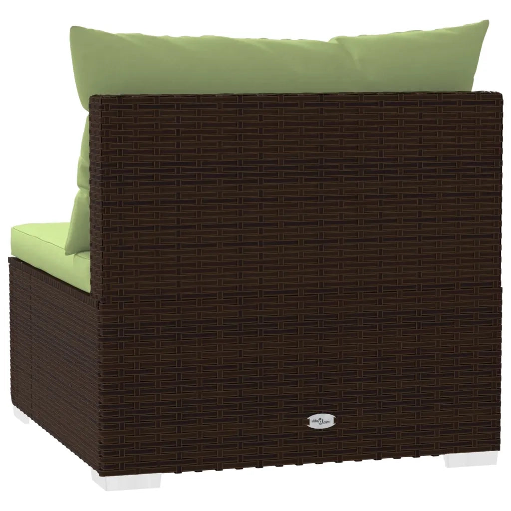 Divano a 4 Posti con Cuscini in Polyrattan Marrone 317563