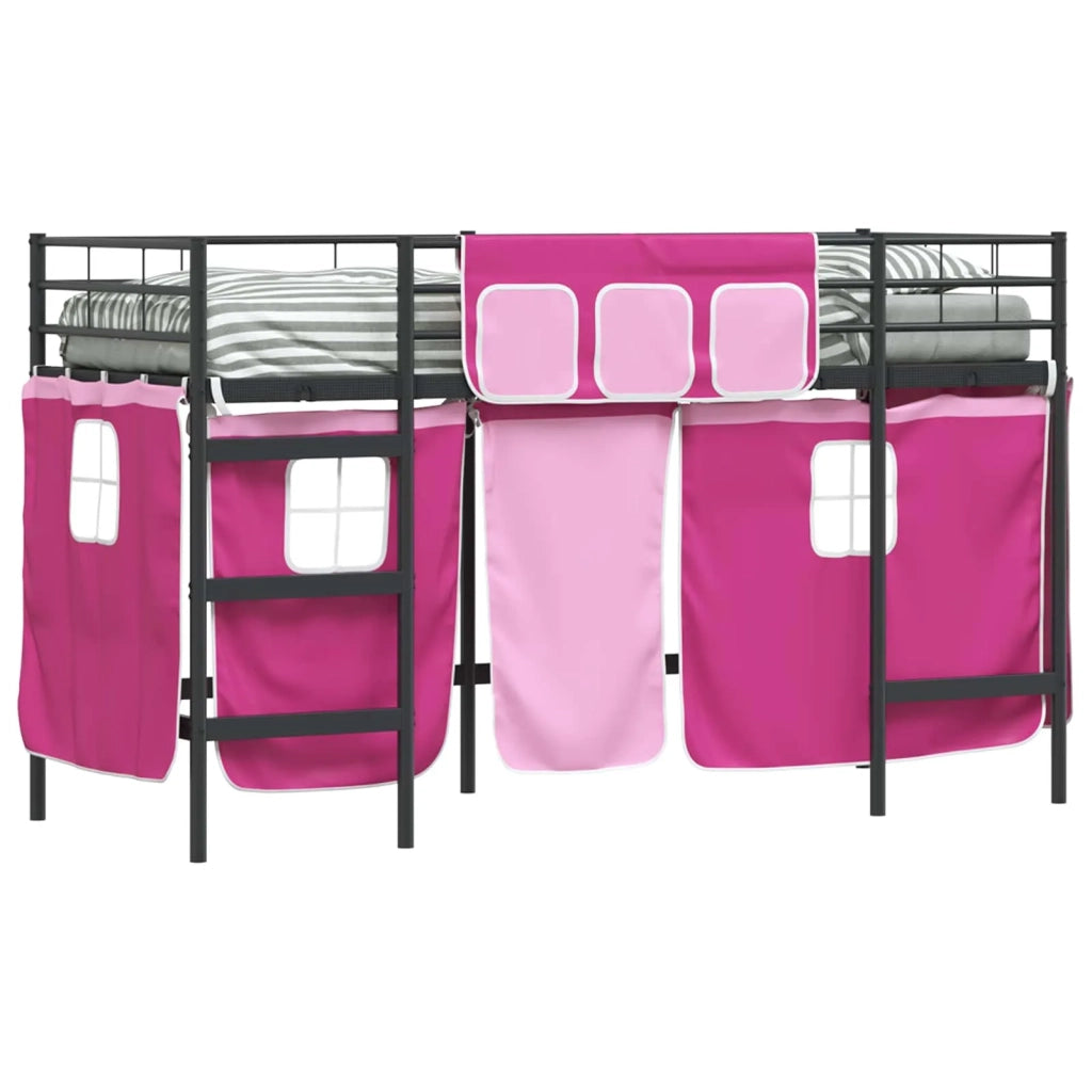 Struttura del Letto Loft per Bambini con Tendine Nero e rosa 42020805