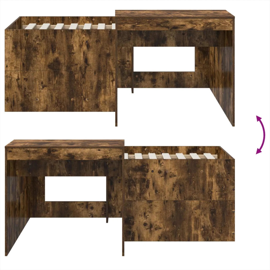 Letto alto per bambini con scrivania Rovere Fumo