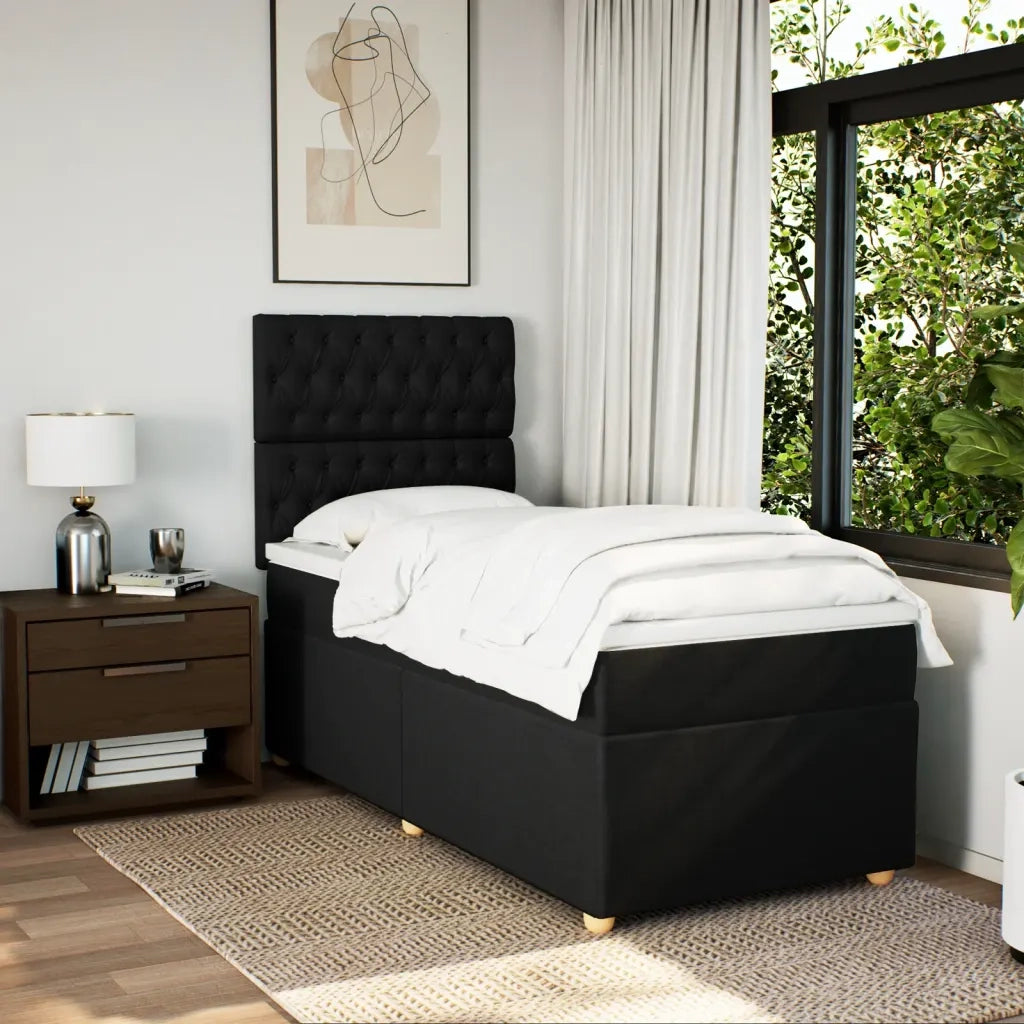 Giroletto a Molle con Materasso Nero 90x190 cm in Tessuto 3293444