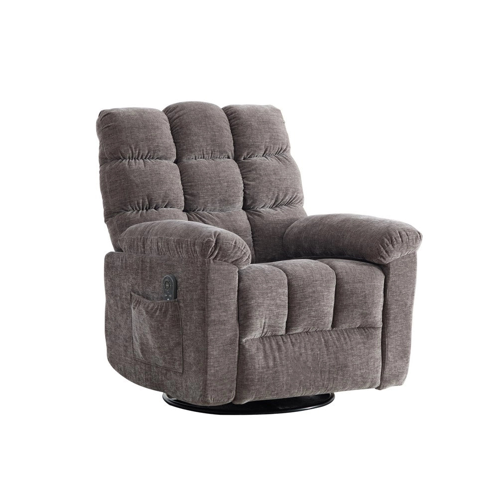 Poltrona Relax Elettrica Girevole 360¡ã con Massaggio, Riscaldamento e Poggiapiedi ¨C MINIMAL ¨C Grigio