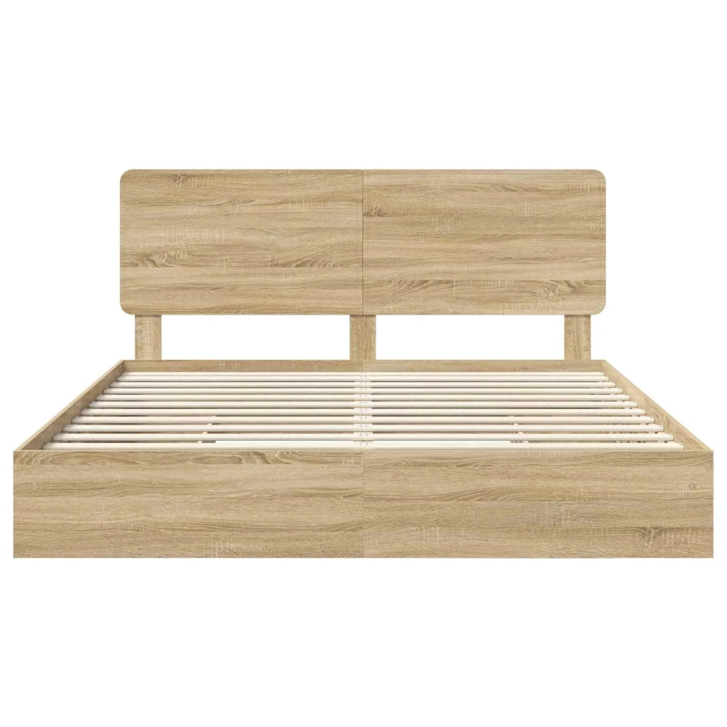 Letto con Contenitore con testiera Rovere Sonoma 180 x 200 cm