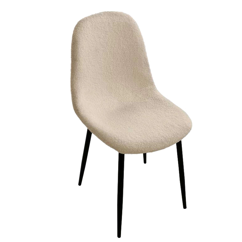 MAURY'S SET 4 SEDIE IMBOTTITE TEDDY IN TESSUTO BEIGE CON GAMBE NERE 44X48X88 CM