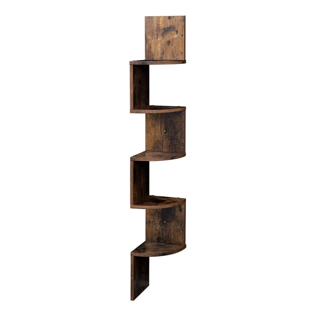 Mensola angolare mensola da parete 20 x 20 x 127,5 cm forma a zigzag libreria marrone 12_0005624