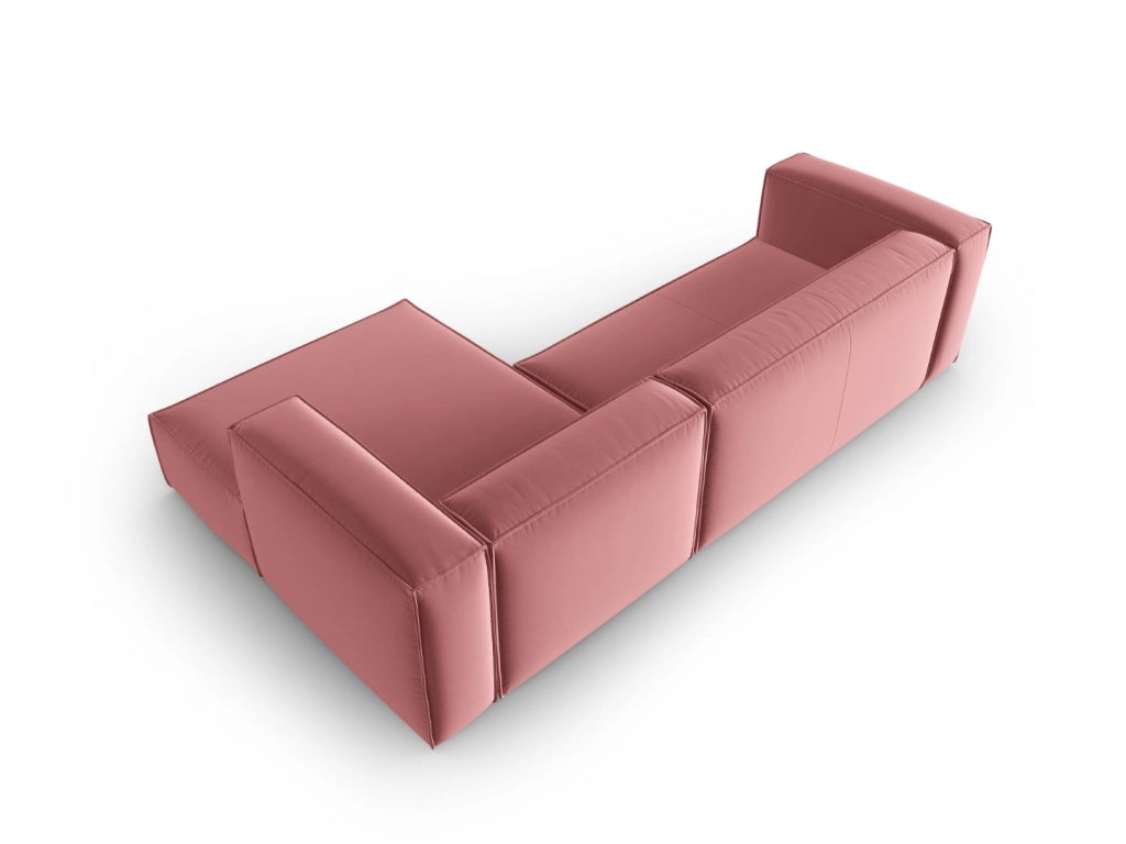 Cosmopolitan Design - Divano angolare destro "Mackay" 4 posti in velluto salmone 
