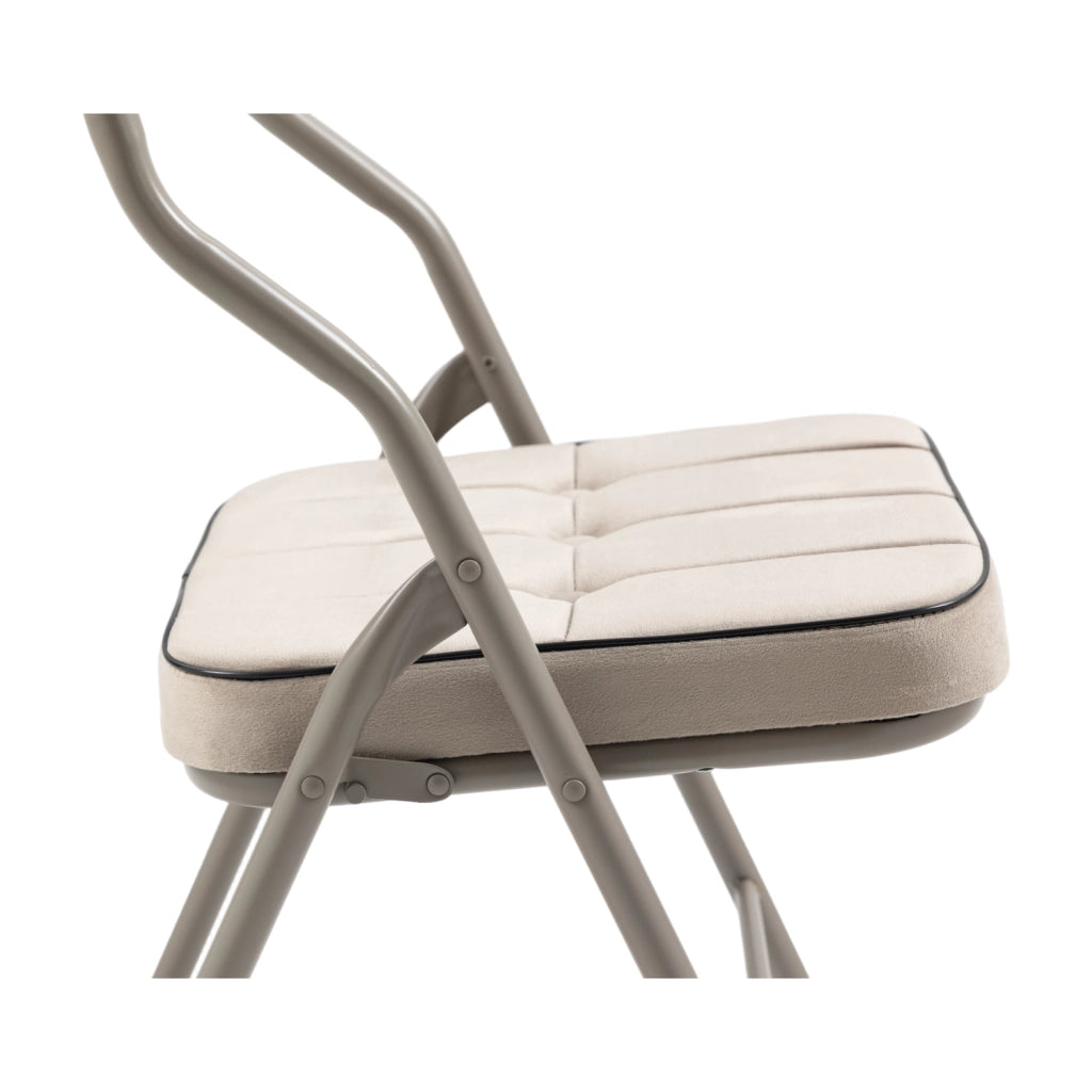 Set di 2 sedie pieghevoli imbottite in velluto; struttura in acciaio; khaki