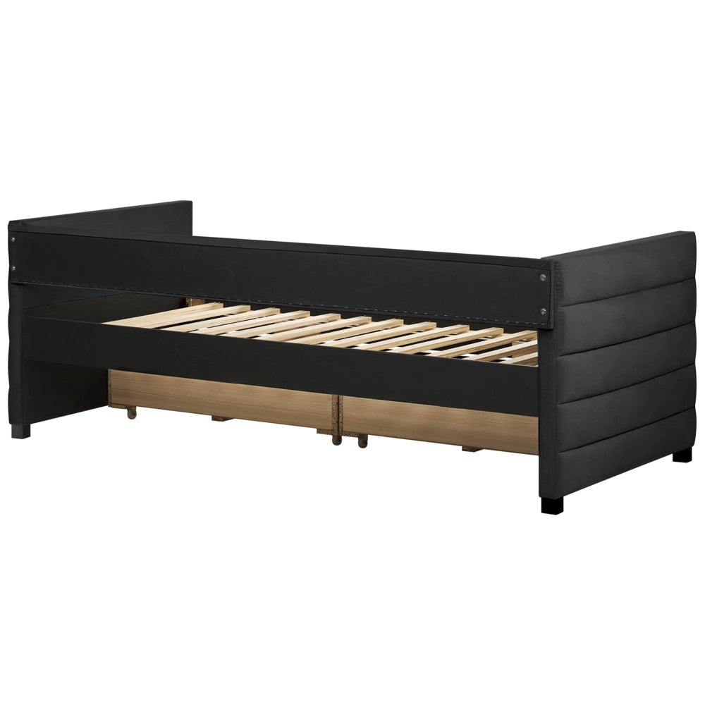 Letto con contenitore con cassetti in velluto nero 90 x 200 cm stanzetta design elegante
