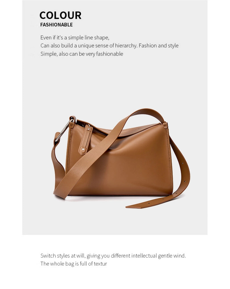 Borsa a tracolla da donna stile retr¨° in vera pelle, marrone