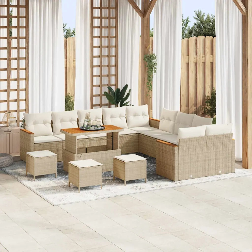 Set Divano da Giardino 18 pcs Beige e Crema polyrattan 3365061