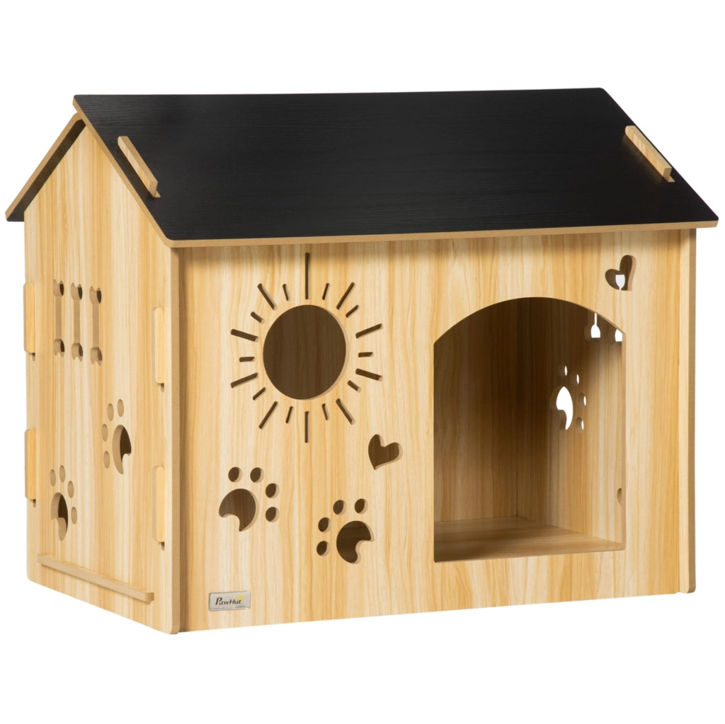 Cuccia per cani in MDF rovere con ventilazione 69x50x58,5 cm