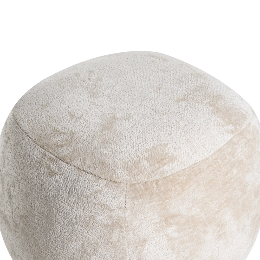 Pouf rotondo in ciniglia beige Pouf imbottito in stile glamour Mobili per soggiorno