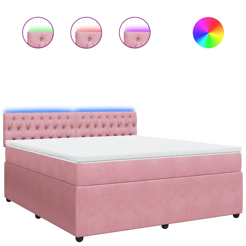 Giroletto a Molle con Materasso Rosa 180x200 cm in Velluto 3290117