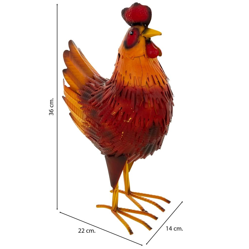 Figura decoración gallo de metal multicolor 22x14x36h cm