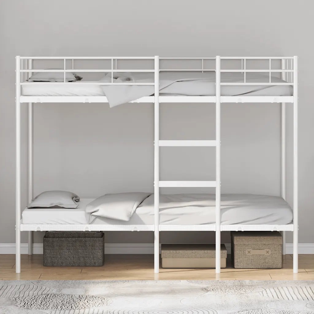 Letto a Castello senza Materasso-Struttura Letto a Castello Bianco 90x190 cm in Acciaio 673436
