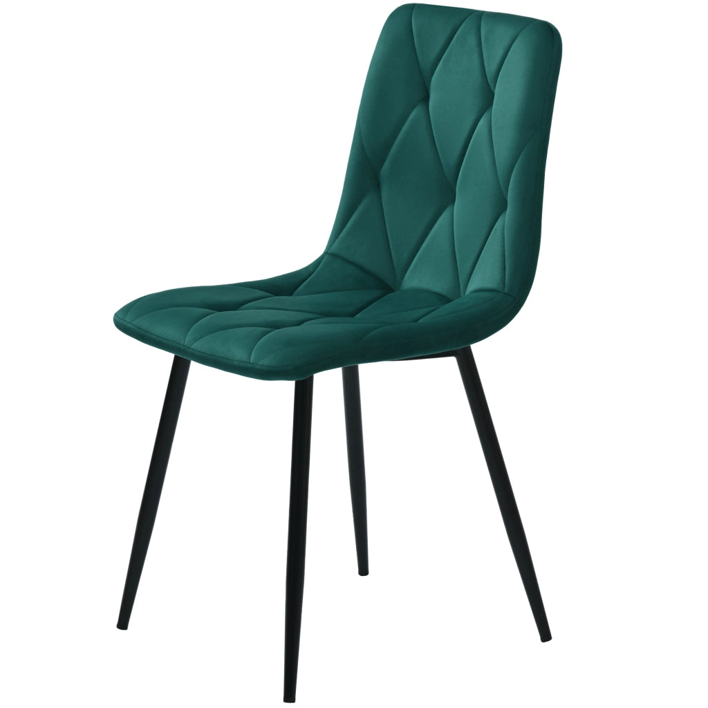 Sedie da Pranzo Set 4 Pezzi ¨C MINIMAL ¨C Velluto Verde Scuro, Schienale, Gambe in Metallo