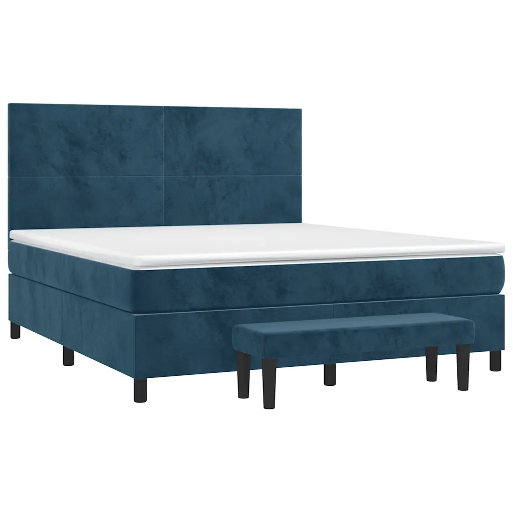Giroletto a Molle con Materasso Blu Scuro 160x200 cm in Velluto