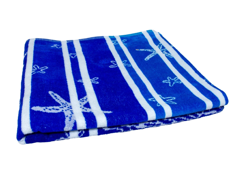 Telo Mare Jacquard Spugna Asciugamano Spiaggia Disegno Lanzarote Degradè - Telo Mare - Blu