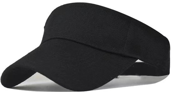 Ombrellone sportivo a cappello di cotone, parasole regolabile per uomini e donne - nero