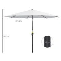 Ombrellone da Giardino 3x2.5 m Inclinabile con Palo Smontabile, in Metallo e Poliestere Bianco