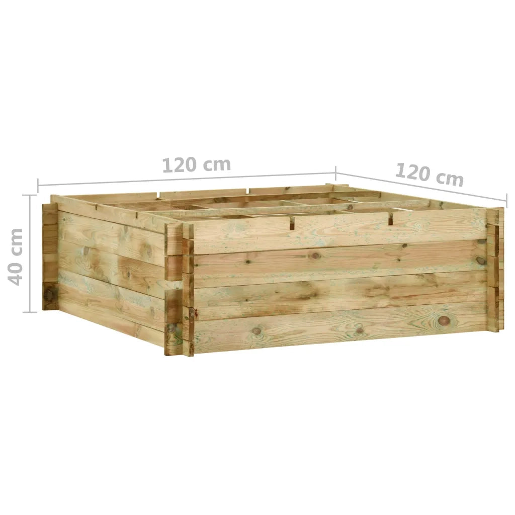 Fioriera | Cassetta per fiori | Vaso Giardino Letto Vegetale in Legno di Pino 120x120x40cm