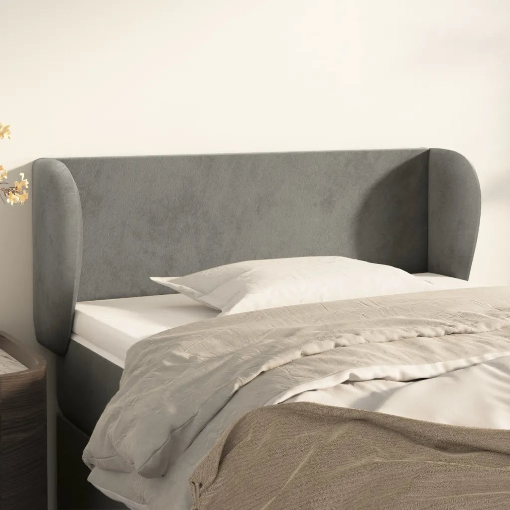 Testiera ad Orecchio-Testata con Orecchie Grigio Chiaro 103x23x78/88 cm in Velluto 971518