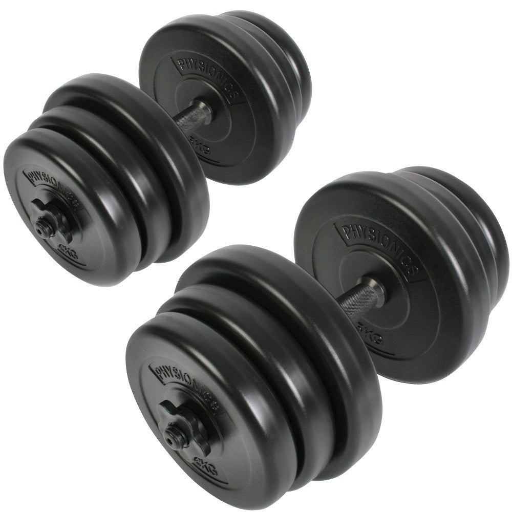 Trade Shop - Set Di Manubri Componibili Con Bilanciere Fitness Palestra Dumbbell Perfect Curl -