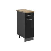 Mobiletto base per cucina R-Line Nero lucido/Antracite 30 cm, PL Rovere Vicco