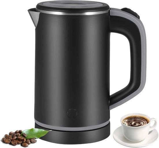 Mini Caffettiera elettrica 800ml - 600W & 304 Acciaio inossidabile - Con Interruttore Automatico - Per Tè, Caffè & Latte - Sicuro & Portatile per Casa e Viaggio