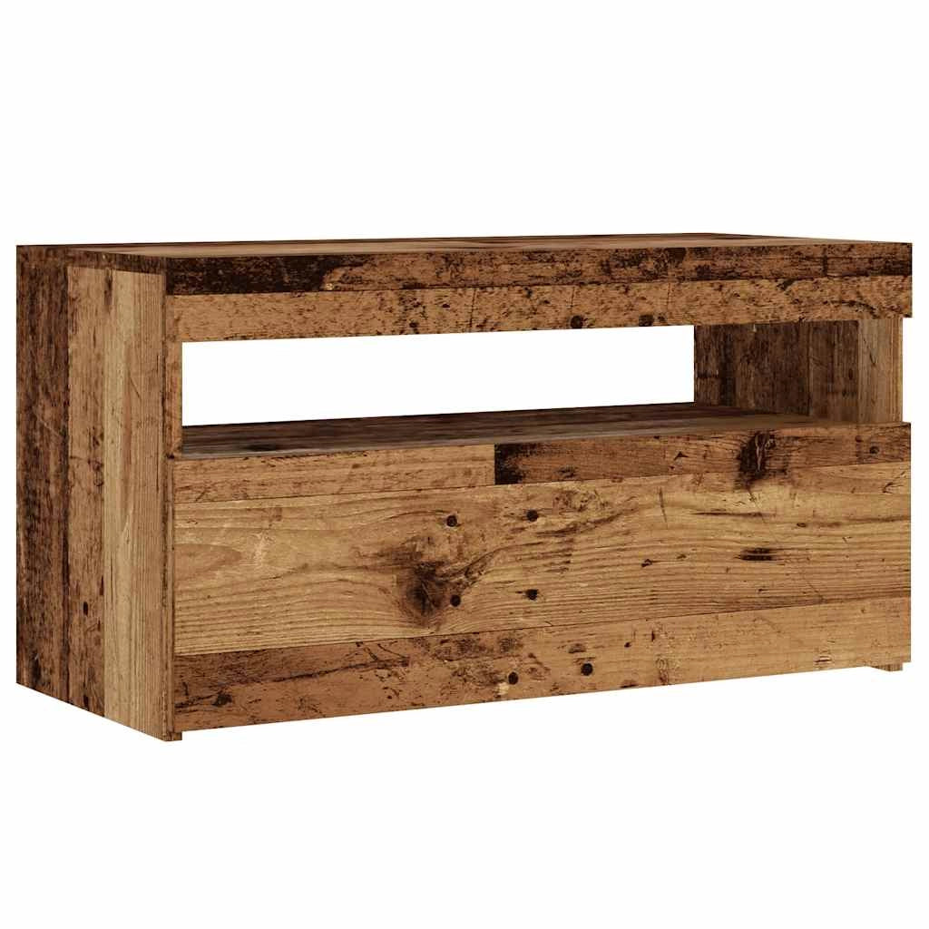 Mobile TV multimediale scaffale TV credenza mobile TV sala da pranzo soggiorno camera da letto con luci LED 2 pezzi legno vecchio legno ingegnerizzato marrone 02_0028887