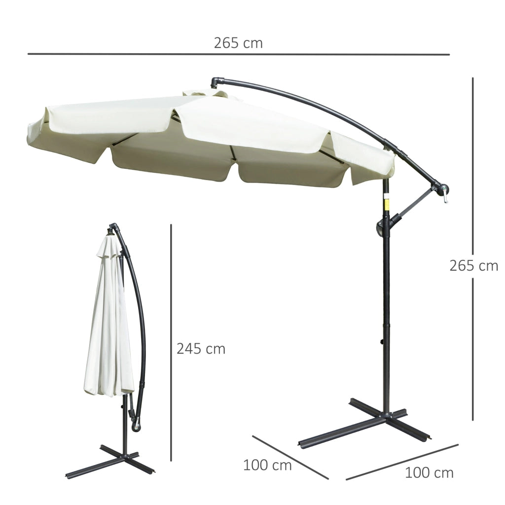 Ombrellone da Giardino Decentrato Ø265x265 cm in Metallo e Poliestere Beige