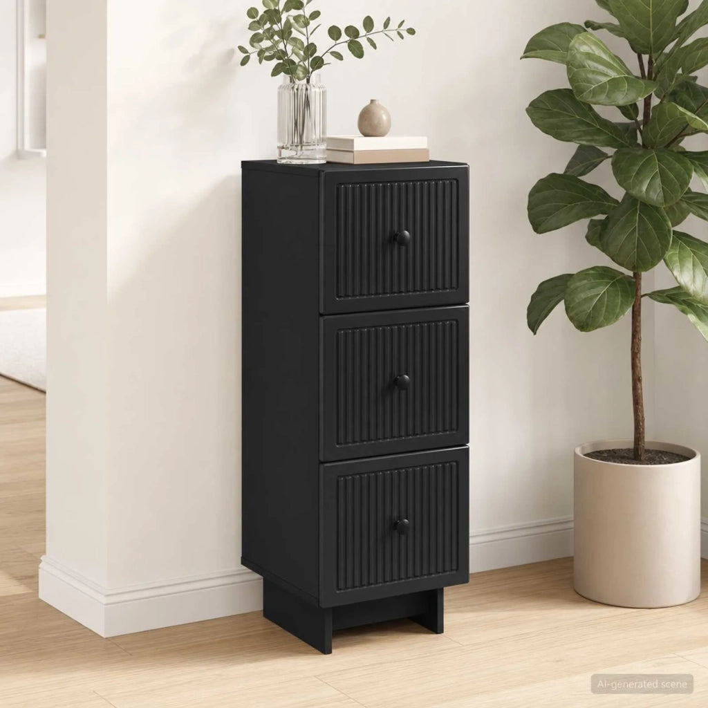 Mobile con Cassetti Nero 33 x 34,5 x 90 cm Legno ingegnerizzato 893926