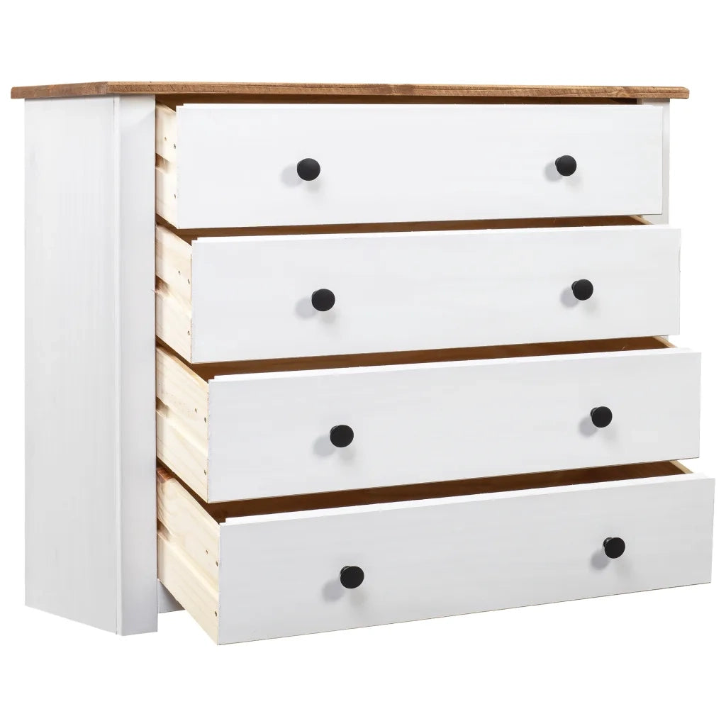 Armadietto Bianco 80x40x73 cm in Legno di Pino Modello Panama CFW1810766