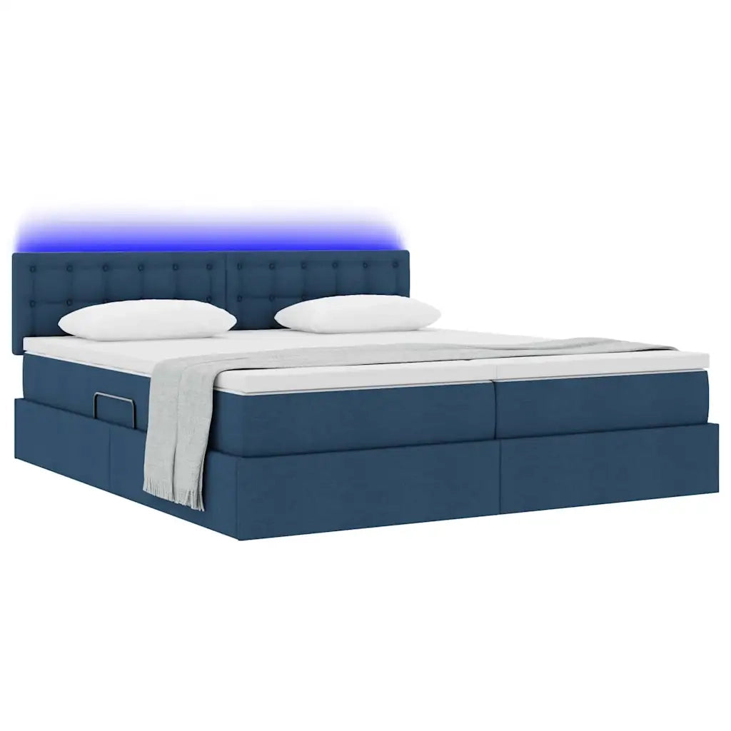 Letto con luci a strisce a LED Blu 180 x 200 cm Tessuto 3371590