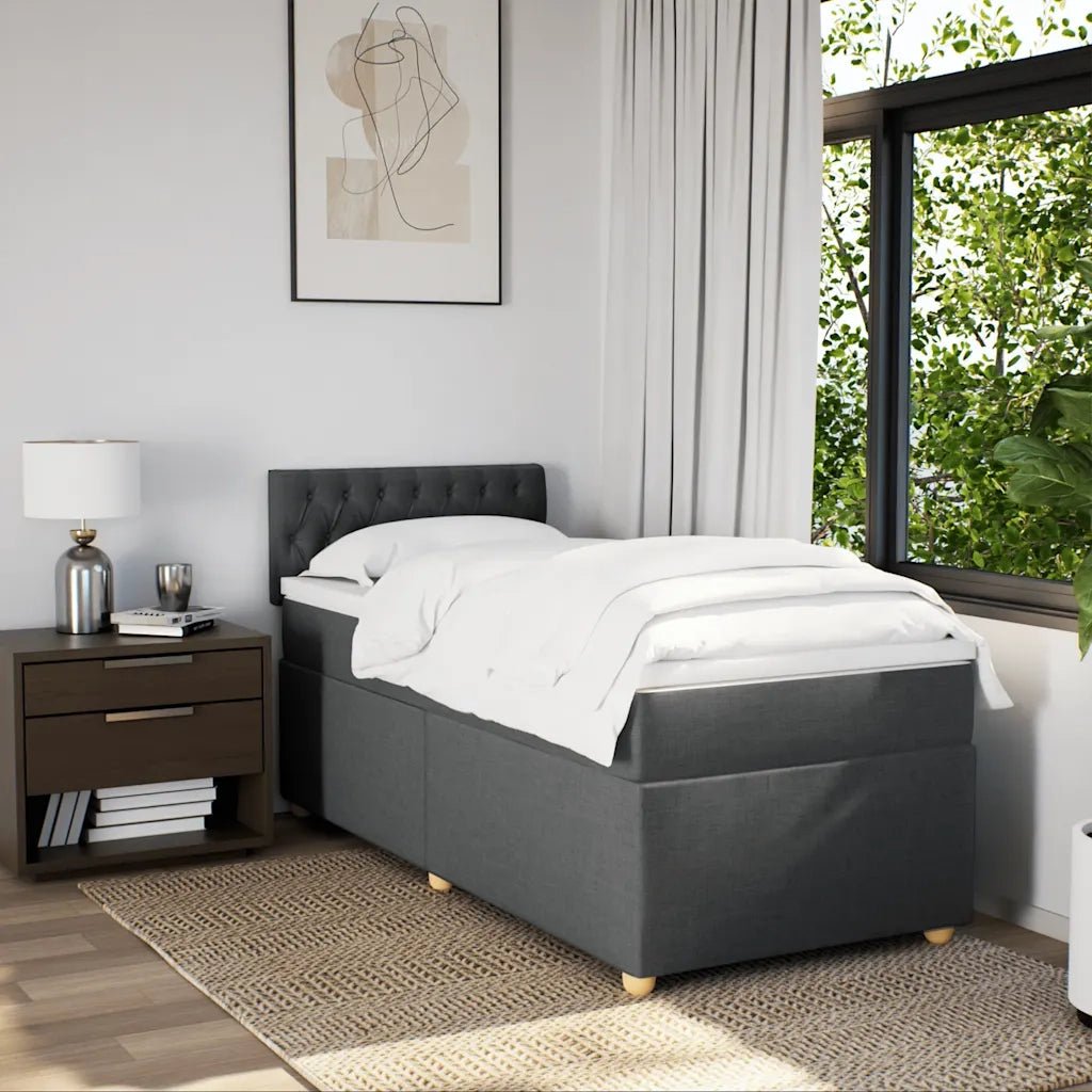 Giroletto a Molle con Materasso Grigio Scuro 90x190 cm Tessuto
