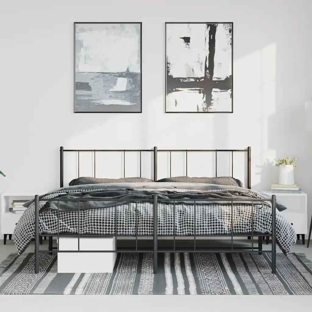 Giroletto con Testiera e Pediera Metallo Nero 193x203 cm 352504