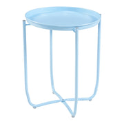 Tavolino da caffè con consolle laterale e piano in acciaio rimovibile 53 x 40 cm azzurro cielo 03_0010760