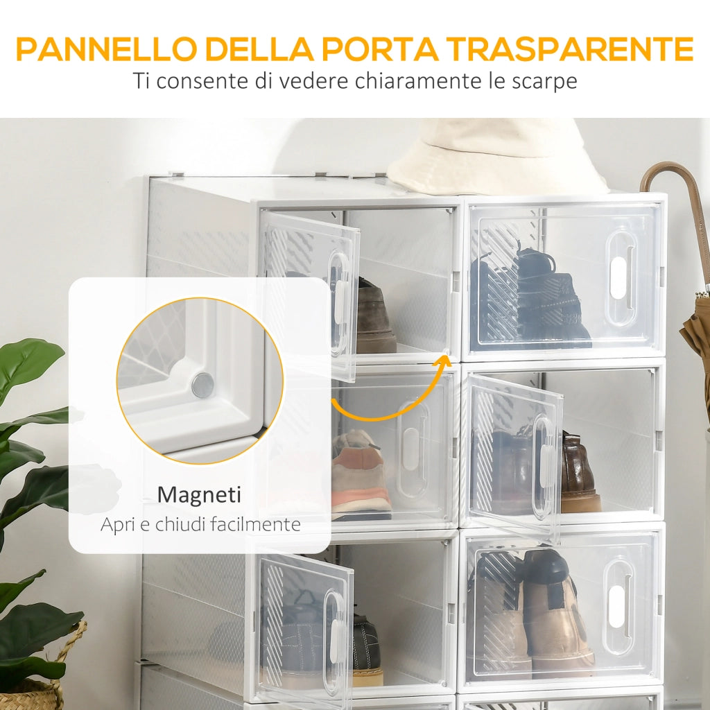 Mobile Scarpiera Modulare Salvaspazio. 8 Cubi 28x36x21 cm in Plastica PP. Bianco