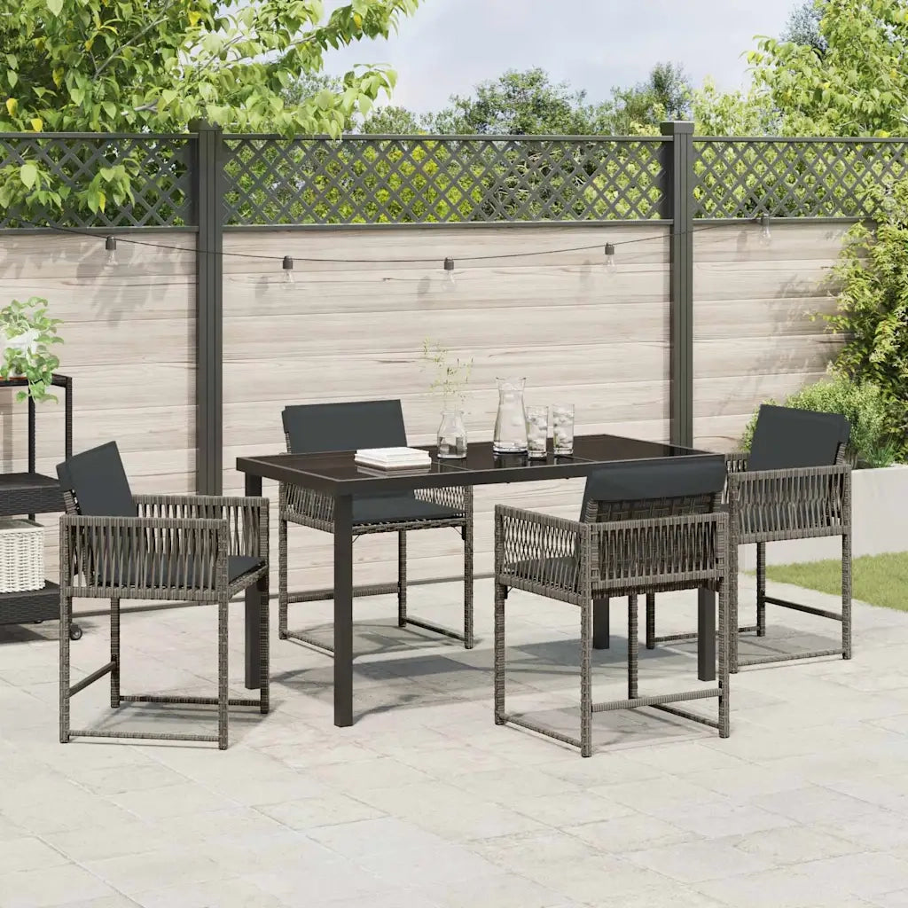 Set da Pranzo per Giardino 5 pz | Set Salotto da Giardino Grigio polyrattan