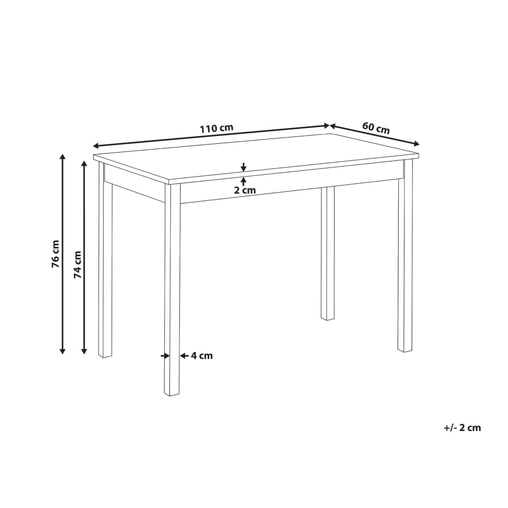 Tavolo da pranzo in MDF di rovere chiaro e pino bianco, 110 x 60 x 75 cm, con gambe in legno, tavolo da cucina in stile scandinavo