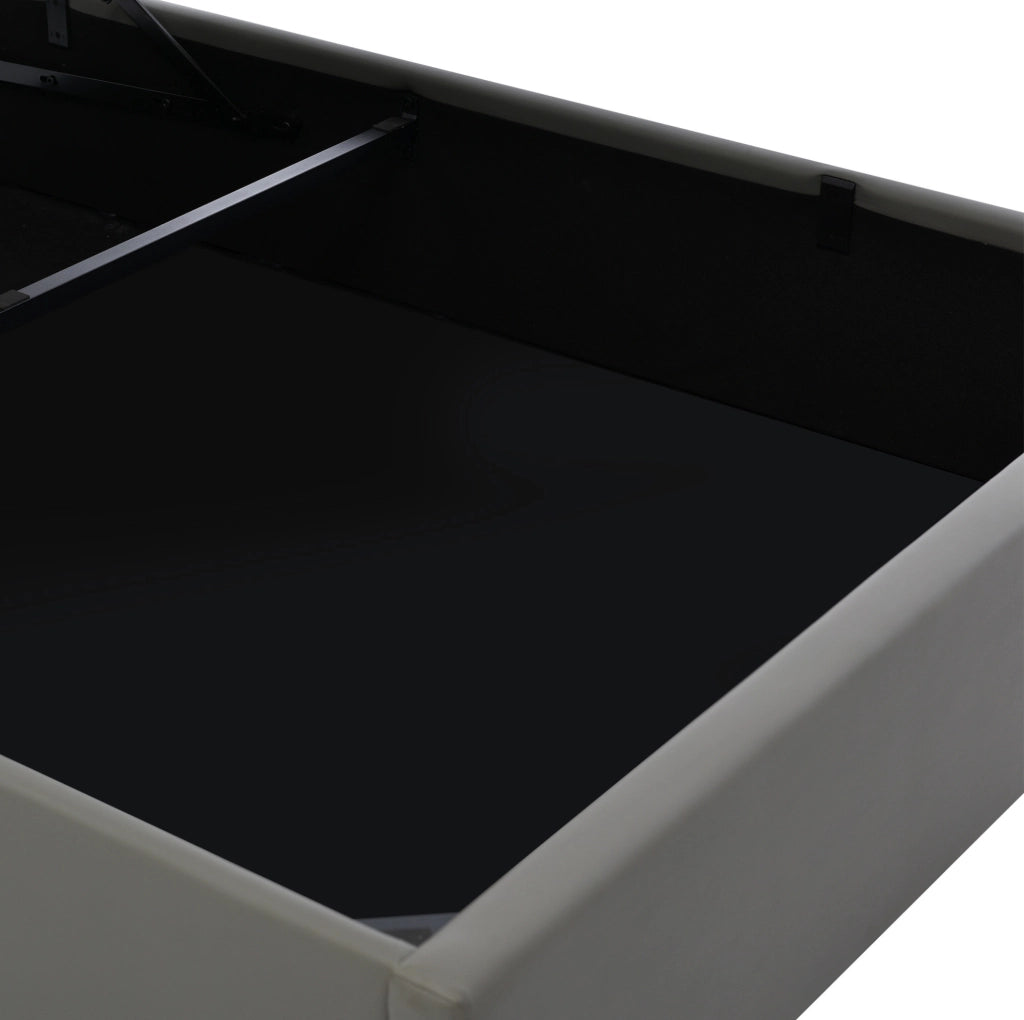 Letto contenitore imbottito ULEVR 160x200 cm con LED RGB e telecomando, sollevamento idraulico, PU grigio