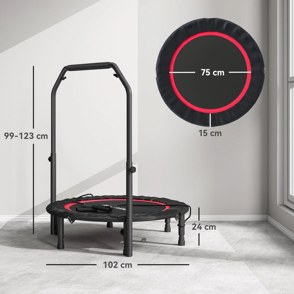 Letto Elastico Pieghevole con Manico Regolabile ¨C zephmum ¨C Acciaio Rosso Nero ?102 cm