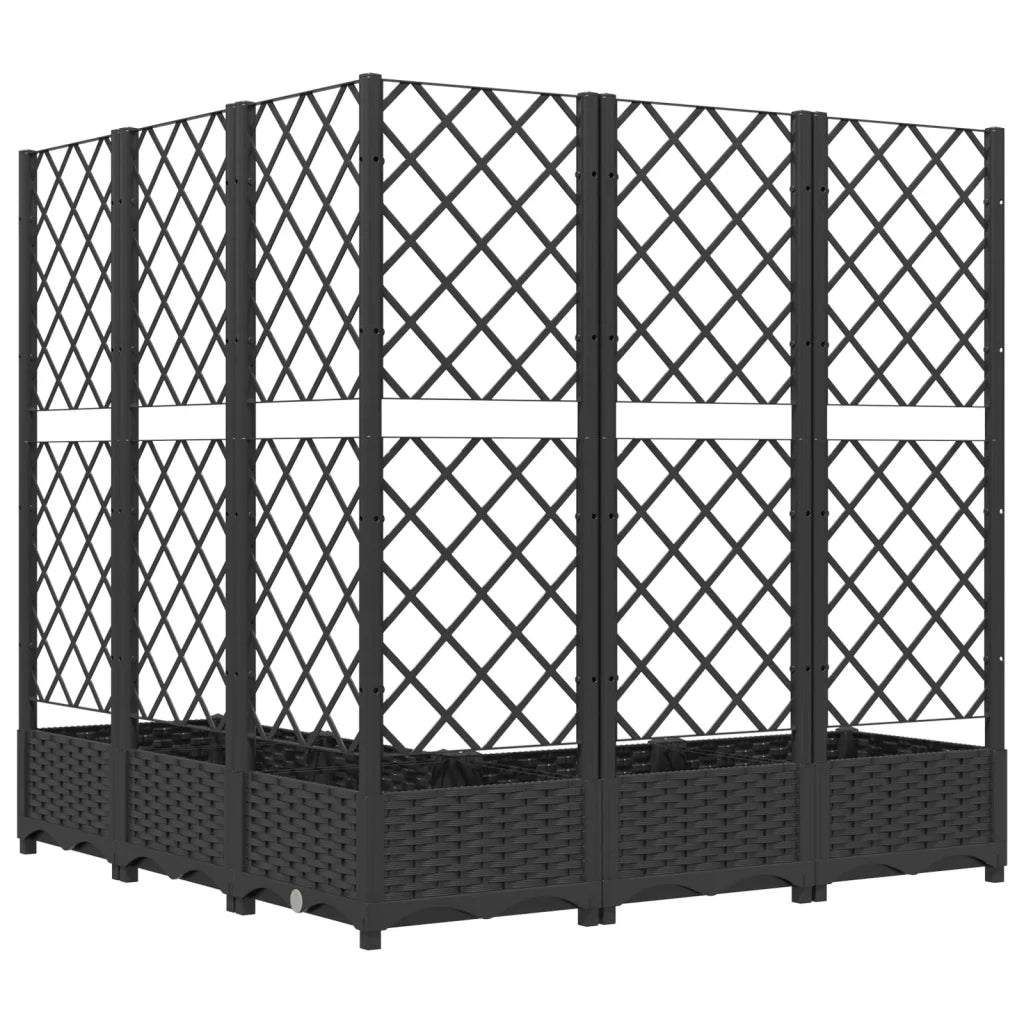 Fioriera | Cassetta per fiori | Vaso da Giardino con Graticcio Nero 120x120x121,5 cm in PP