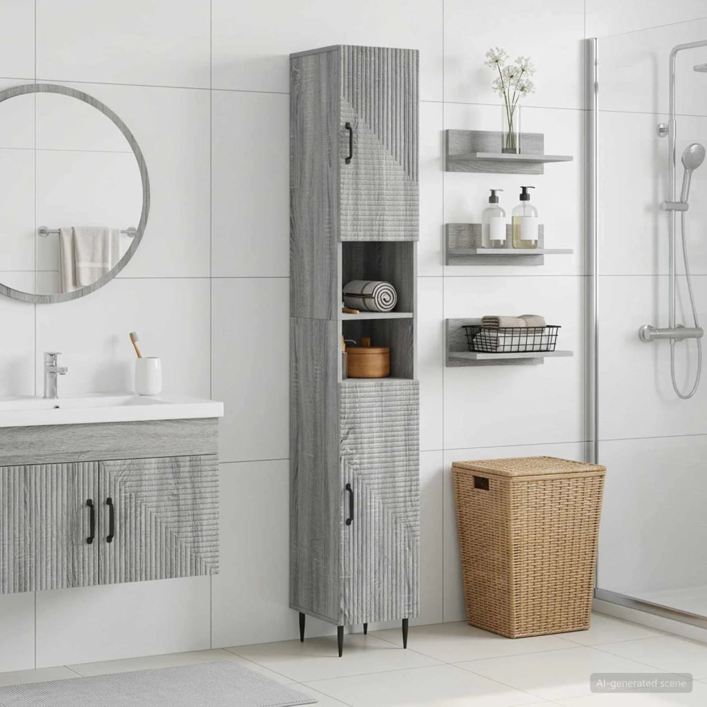 Armadio da Bagno con Ripiano Aperto HAARLEM Sonoma grigio 896821