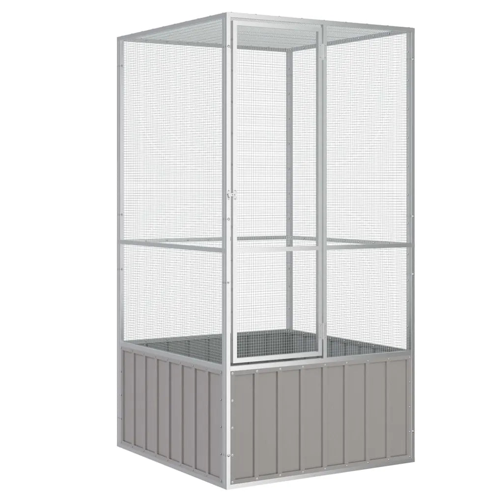 Gabbia per Uccelli Grigia 111x107x211,5 cm Acciaio Zincatocod mxl 103500