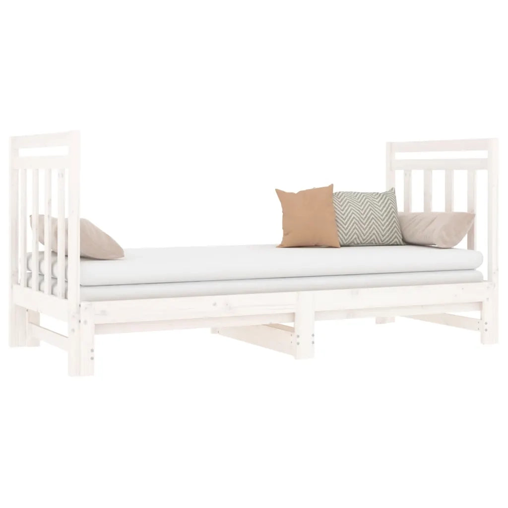 Dormeuse Estraibile Bianca 2x(90x190) cm Legno Massello di Pino cod mxl 64000