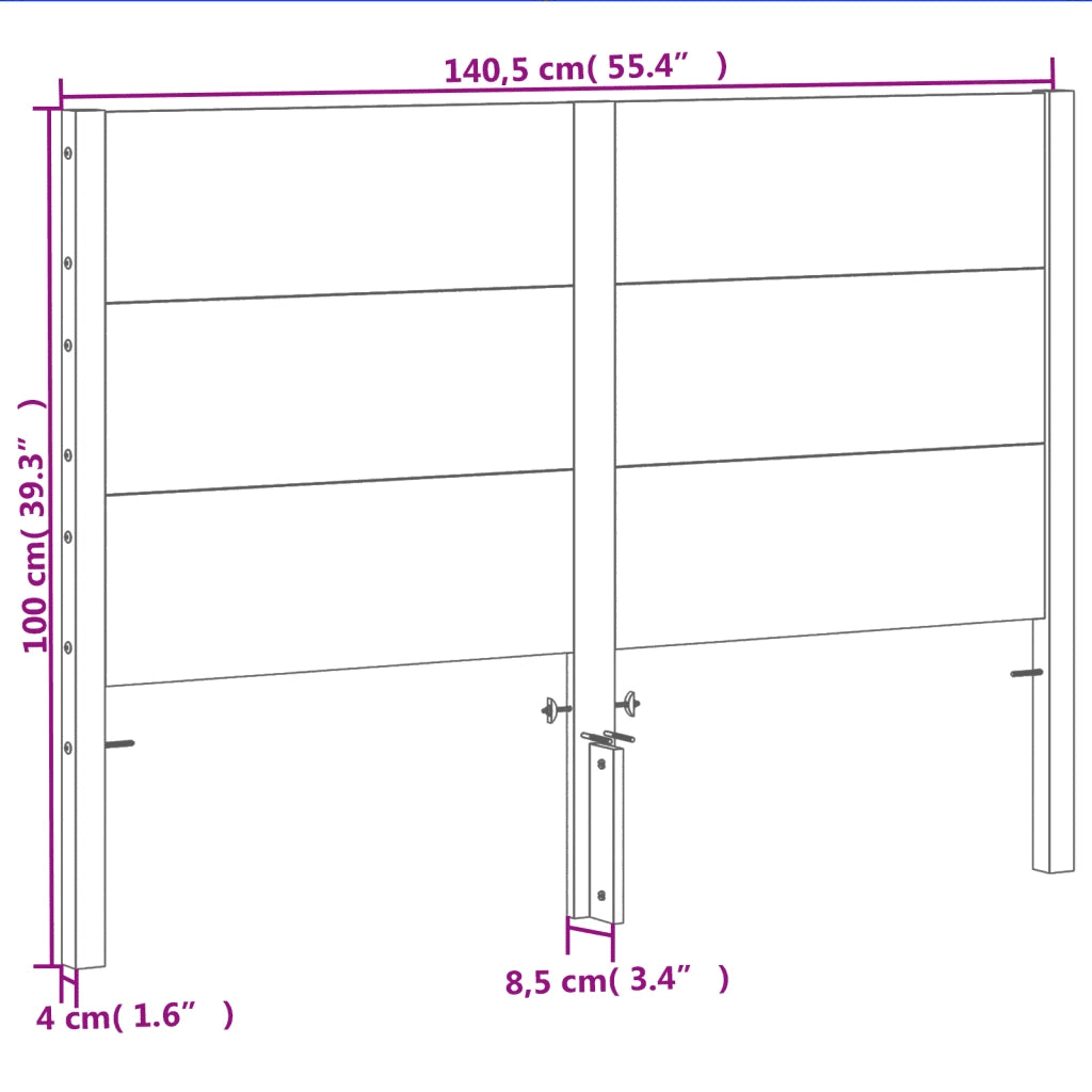 Testiera Marrone Cera 135 cm in Legno Massello di Pino 844323