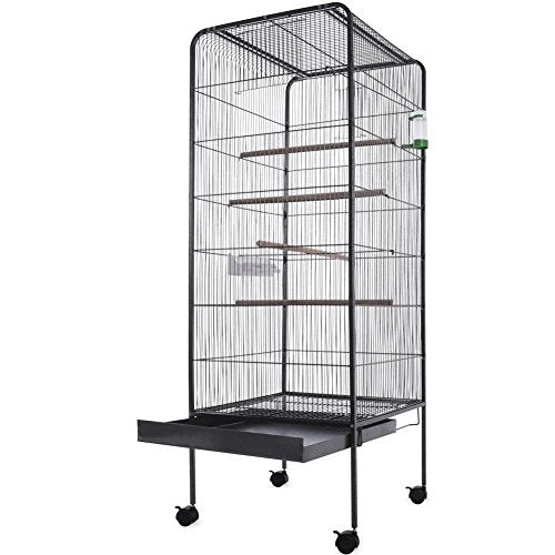 Voliera Gabbia Grande Pappagalli Canarini Parrocchetti con 4Ruote H150cm Metallo